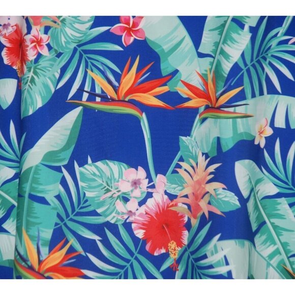 Esprlia Ladies Size S Blue Swimsuit Top Tankini Built In Bra Floral Hawaiian - Picture 3 of 6